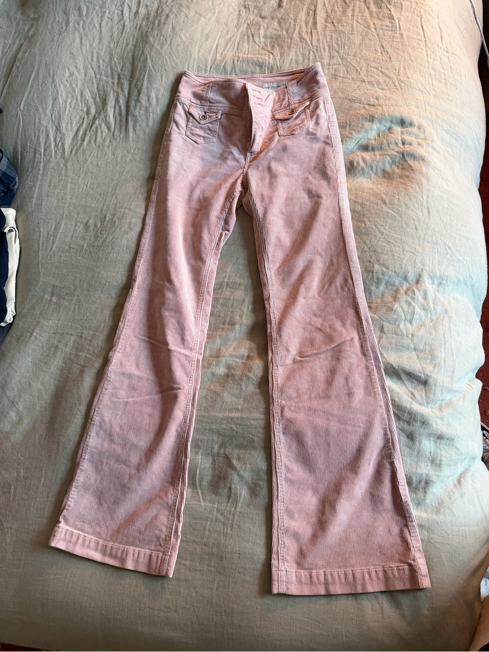 Free People High-Rise Trouser Bootcut Corduroy Pink Waist